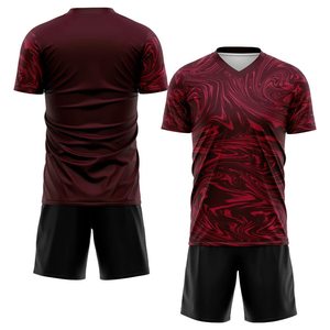 Wholesale Price Men's Soccer Kits 100% Polyester Half-Sleeve Jerseys Uniforms with Shorts Printed for Adults OEM Serviced - Product Image 3