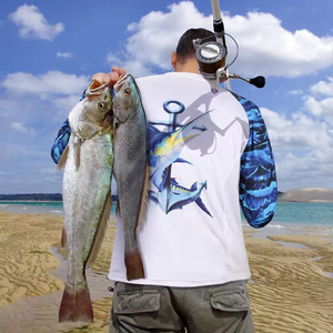 Custom Logo 100% Cotton Digital Print UPF 50+ Breathable Quick Dry Long Sleeve Pullover Fishing Jersey Shirts for Men - Product Image 5