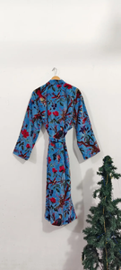 Robe Kimono en Coton Imprimé au Bloc, Col en V, Séchage Rapide, Manches Longues, Longueur Intégrale, Légère, pour Demoiselle d'honneur, Idéale Plage d'Été - Product Image 2