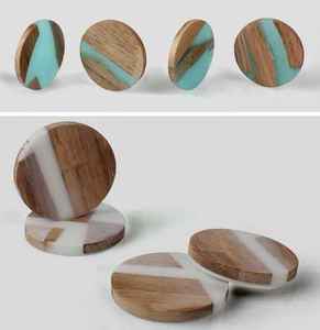 <b>Round</b> Wood Coasters Modern Design Non Slip <b>Mats</b> For Table Use - Product Image 2