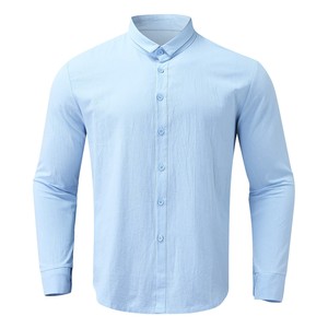 Camisas Casuales de Lino/Algodón para Hombre, Tallas Grandes, Cuello en V, Cierre de Botón, Transpirables, de Secado Rápido, Ecológicas y Antiencogimiento, Venta al Por Mayor - Product Image 5