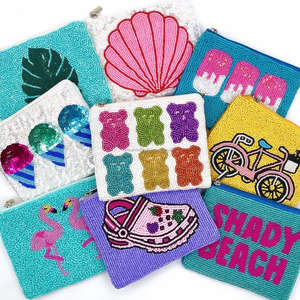 Trendy Handmade Beaded Pouch Set Women Embroidered Coin <b>Purse</b> <b>Cute</b> Summer Icons Durable Zipper Casual Handbags Vintage Gift Soft - Product Image 1