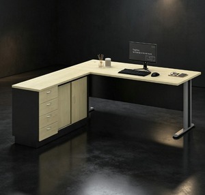 Escritorio Ejecutivo Moderno en Forma de L con Superficie de Melamina y Gabinete de Almacenamiento, 4 Opciones de Almacenamiento, Muebles de Oficina para Uso Comercial AY - Product Image 4