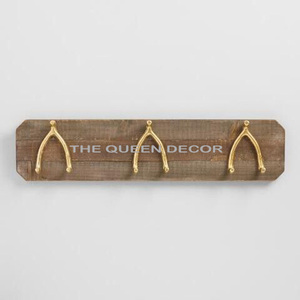 Porte-manteaux mural en bois naturel et métal noir à six crochets pour vêtements, manteaux et chapeaux – Prix de gros direct usine - Product Image 2