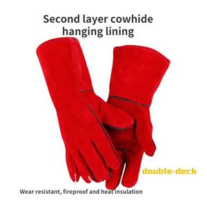 Custom Heavy Duty 14 Inches Heat-resistant Cow Split Leather Long Safety Working <b>Welding</b> <b>Gloves</b> for Welder - Product Image 2
