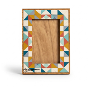 Unique Handmade Wooden Photo <b>Frame</b> | Vibrant Geometric Mosaic <b>Design</b> <b>Frame</b> - Product Image 1