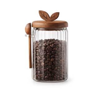 Clear Glass <b>Kitchen</b> <b>Storage</b> Vessel Wood Cover Airtight Dishwasher Safe Microwavable Food <b>Jar</b> Flour Rice Pasta Oats Granola Beans - Product Image 2