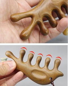 Auténtico Peine de Sándalo Verde para Masaje del Cuero Cabelludo, Cuello, Manos y Piernas, Masajeador de Madera Natural - Product Image 5