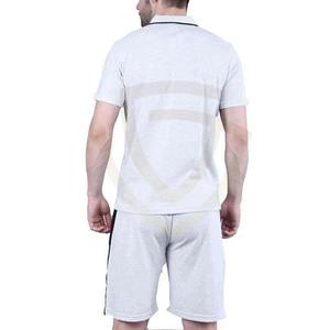 เสื้อโปโลและกางเกงขาสั้นออกกำลังกายผู้ชายแบบสลิมฟิตผ้าฝ้ายสั่งทำ OEM ขายส่งชุดเสื้อโปโลผู้ชาย - Product Image 3
