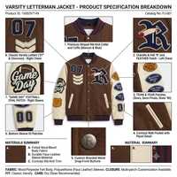 Veste Bomber Homme Vintage Personnalisée Style Universitaire en Feutre de Laine de Haute Qualité avec Manches en Cuir et Broderie Oversize en Chenille
