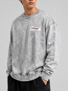 Sudadera Personalizada para Hombre con Efecto Desgastado y Opción de Bordado, Tejido Suave y Aspecto Lavado, Sudadera de Moda para Hombre con Efecto Desgastado - Product Image 4