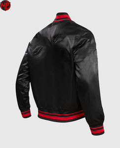 Veste universitaire en satin brodée des San Francisco 49ers pour homme, noire avec patchs rouges, boutonnée, style décontracté, tenue d'équipe - Product Image 2