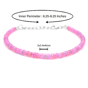 Natural Ethiopian Opal Magenta Classic Strand Bracelet 925 Sterling Silver Smooth Gemstone Handmade Women's Engagement Fashion - Product Image 2