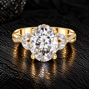 Oval Cut Lab Grown Diamond <b>Ring</b> 14K 18K Solid Gold Twisted <b>Split</b> Shank <b>Ring</b> 3.35 CT DEF VVS IGI Certified Anniversary <b>Ring</b> ODM - Product Image 1