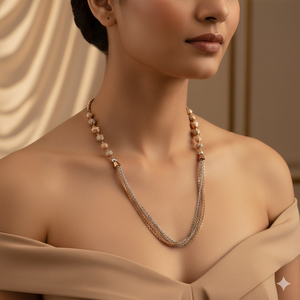 Collar Mala de Oro Rosa de 18K - Cadena de Perlas de Múltiples Hilos - Product Image 1