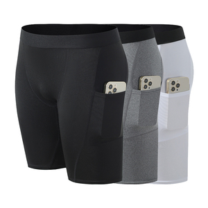 Custom Compression Spandex Polyester Casual Breathable Front Logo <b>Mid</b> Waist Drawstring Closure Pockets Hot Men's Athletic Shorts - Product Image 4