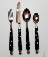 Ensemble de couverts de luxe au design créatif, style américain, écologique, en acier inoxydable 18/8, manche en résine classique, polissage miroir durable