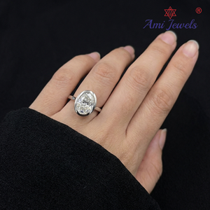 Bague solitaire de luxe en diamant ovale 3,5 carats, platine PT950, certifiée IGI, pour fiançailles et mariage, minimaliste, haute caratage - Product Image 1
