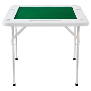 Tavolo da Mahjong Verde Portatile per 4 Giocatori con Piano Resistente all'Usura, Tavolo Quadrato con 4 Portabicchieri, Tavolo Pieghevole per Domino - Product Image 1