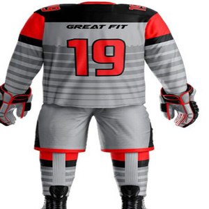 Blind Zebras Men's Hockey Uniform Set Breathable Heat-Transfer Printed Gray Red Black Shorts Protective Polyester Adult Size 18 - Product Image 3