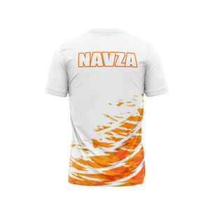 NAVZA APPAREL Men's Sports Jersey Short Sleeve Sublimation Printed Quick Dry Polyester <b>T</b>-<b>Shirt</b> Front <b>Orange</b> White Pattern - Product Image 2