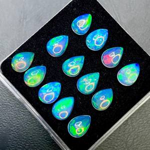 Lot de cabochons d'opale éthiopienne blanche en forme de poire, opale à reflets multiples, pierres précieuses de 6x4 mm à 8x10 mm pour bijoux - Product Image 4