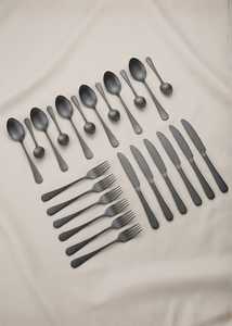 Premium Matte <b>Black</b> Stainless Steel Flatware Set Elegant Minimalist Metal Cutlery Knife Fork Spoon Durable Party Tableware - Product Image 3