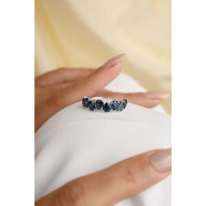 14K <b>Gold</b> Pear Cut Blue Sapphire Statement <b>Ring</b> - Product Image 5