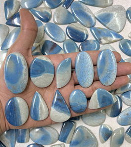 Radha Arts Trolleite a One Quality 100% Natural Blue and <b>White</b> Cabochon Loose Gemstone 25mm-45mm for Jewelry Making - Product Image 5