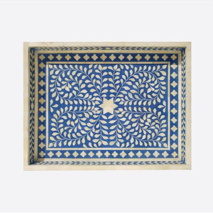 Bandeja Artesanal con Incrustaciones de Hueso, Elegante Bandeja de Lujo Hecha a Mano para Servir y Decorar el Hogar - Product Image 1