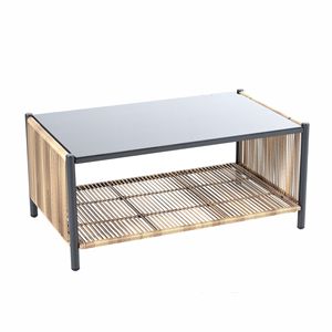 Nuovo Arrivo: Set di Mobili da Giardino con Divano a 2 Posti in Vimini PE Marrone, Cuscini Grigi e Tavolino - Product Image 2