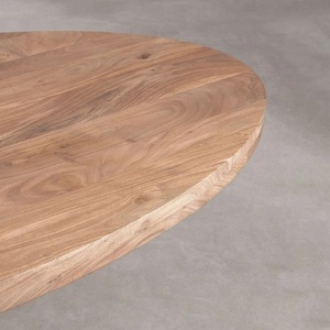 Vandana Hexa Radiant Oval Wood <b>Table</b> With Metal <b>Legs</b> (Solid Wood ) - Product Image 5