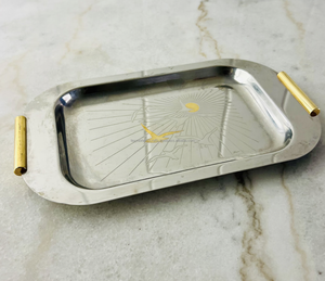 Plateau à roulettes de luxe en métal doré brillant pour fumer Plateau de service en étain par Tayyab Handicraft - Product Image 5