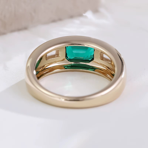 925 Sterling Silver 14K Yellow Gold Gemstone Emerald Moissanite Diamond <b>Ring</b> Men Women Universal Engagement - Product Image 6