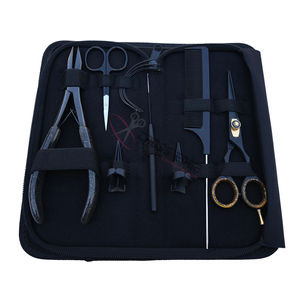 Nouveau kit d'extensions capillaires avec pince à micro-anneaux plate de 7 pouces, ciseaux de barbier, mini-ciseaux, outil de tirage, accessoires de styliste - Product Image 1