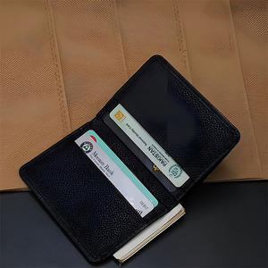 Black Textured Leather <b>Card</b> <b>Holder</b> <b>Wallet</b> Bifold Design For Men Multi Slot Office Business Functional Practical Pocket Purse - Product Image 4