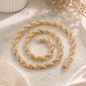 Premium Quality 8mm Iced Out Rope Chain Gold Silver CZ Twist Necklace Bling Hip Hop Bracelet Chunky <b>Choker</b> Men <b>Women</b> Gift Sale - Product Image 6