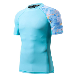 Wholesale Men Rash Guard <b>Compression</b> T <b>Shirt</b> Short Sleeve UV Protection Swim <b>Shirt</b> Custom Logo OEM Factory - Product Image 1