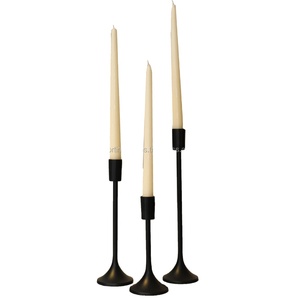 Lot de 3 bougeoirs coniques noirs de luxe en aluminium pour la décoration d'éclairage de maison et de mariage - Product Image 1