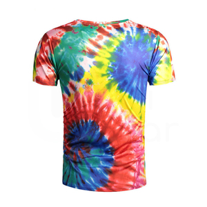 Men's <b>Tie</b>-Dye Short Sleeve O-Neck T-Shirt Casual <b>Knitted</b> Regular Fit Patterned Top - Product Image 4