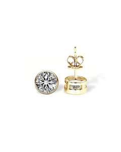 Pendientes de Diamante Moissanite con Corte Redondo y Engaste de Bisel, Chapados en Oro con Plata de Ley 925, Joyería Elegante para Mujer, Regalo - Product Image 6