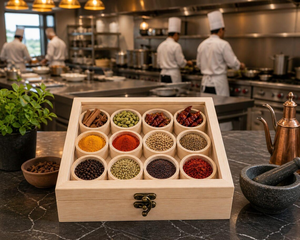 Handcrafted <b>Wooden</b> Spice <b>Box</b> with 12 Compartments Glass Lid Kitchen Masala Dabba Spice Storage Organizer <b>Wooden</b> Masala Dani - Product Image 5