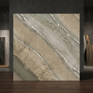 Carreaux de sol en porcelaine polie haute brillance 600x600mm, design marbre numérique, style Indian Book Match - Product Image 3