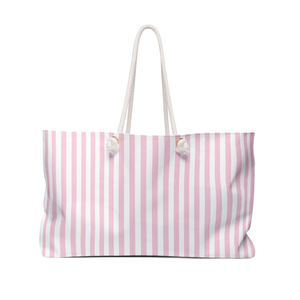 Bolsa de Viaje de Fin de Semana a Rayas Rosa y Blanca, Bolso de Playa, Bolso de Mano para Vacaciones, Gran Capacidad, Bolso de Mano para Mujer, Regalo - Product Image 1