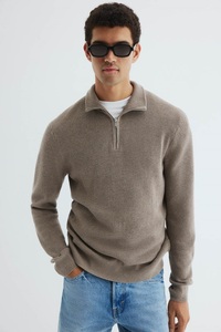 Pull en maille à col montant zippé pour homme, couleur unie, coupe classique, respirant, style décontracté, idéal pour l'automne - Product Image 4