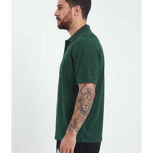 Polo de algodón verde de manga corta para hombre, diseño casual transpirable de color liso con logo frontal estampado, ideal para golf. ¡Venta caliente! - Product Image 5