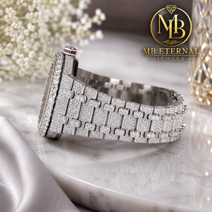 Montre de luxe MB ETERNAL en moissanite, cadran violet, bracelet en acier inoxydable, mouvement à quartz Citizen analogique, fermoir pliant de sécurité - Product Image 4