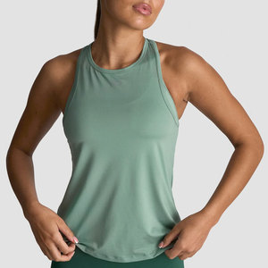 Camiseta sin mangas para mujer, diseño de espalda en Y, estilo chaleco largo, elástica en cuatro direcciones, poliéster y elastano, sin costuras, para gimnasio, yoga, alta resistencia, activa - Product Image 5