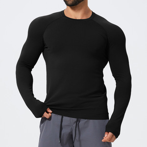 T-shirt de sport décontracté pour homme, tricoté, uni, à séchage rapide, respirant, coupe classique, pour la musculation, l'entraînement, le fitness, les activités de plein air et la gym - Product Image 1