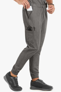 Haut de blouse médicale gris pour homme avec poche zippée, en coton et polyester tricoté, uniforme d'hôpital - Product Image 4
